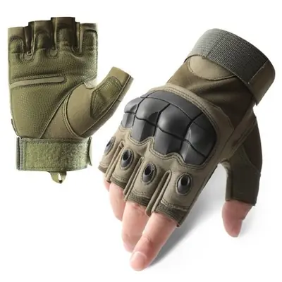 Image de Gants Tactiques Demi-Doigt Homme - Protection Renforcée