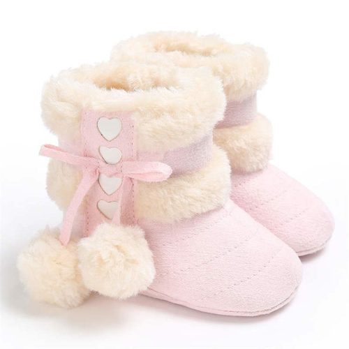 Image of Cozy Winter Baby Boots with Fluffy Trim – Soft Cotton Lining & Non-Slip Rubber Sole for Newborns, Infants & Toddlers (7 Colors)