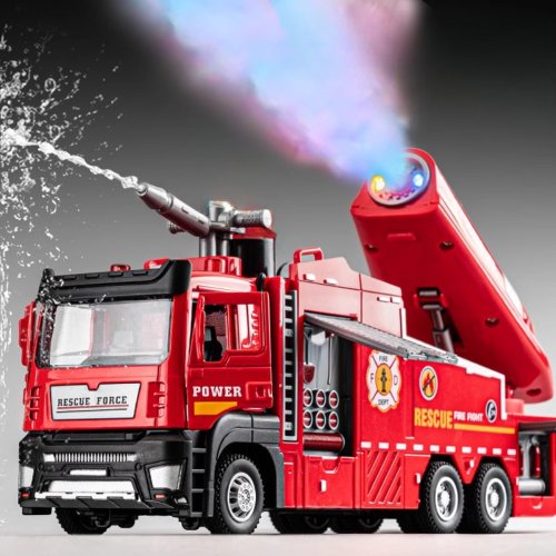 Imagen de Camión de Bomberos Antiniebla con Rociador de Agua 1:32 - Modelo a Escala con Luces, Sonidos y Puertas Extraíbles - Juguetes para Niños