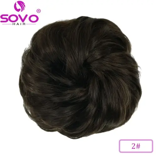 Image de Chignon de Cheveux Naturels Bruns Ondulés - Extension Vraie pour Femme