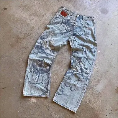 Image de Pantalon Jean Y2K Colossal Ange - Style Rétro Gothique & Streetwear