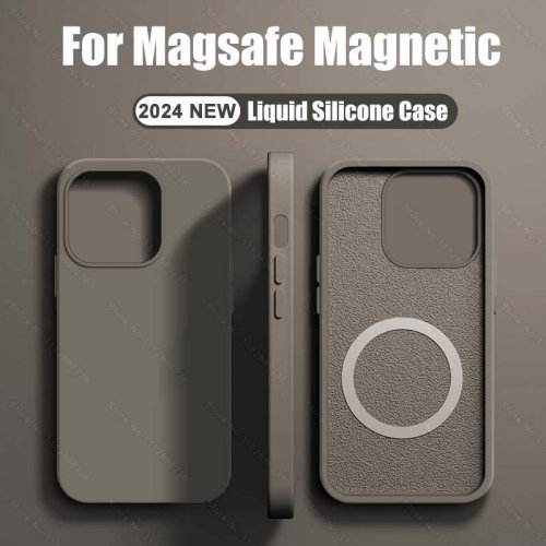 Image de Coque Magnétique Silicone Liquide pour iPhone avec MagSafe