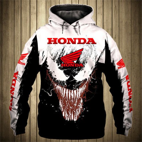 Zdjęcie Męska bluza z kapturem Honda z realistycznym nadrukiem 3D motocykla – modna, oversize, idealna do sportów outdoorowych i jazdy motocyklem