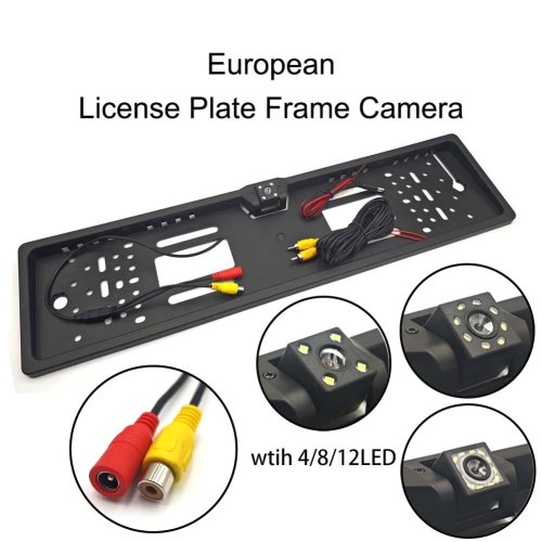 Image of 4/8/12LED  European License Plate Rearview Camera Frame Reverse Backup Camera Night Vision for Truck Car SUV, Camper Pickup