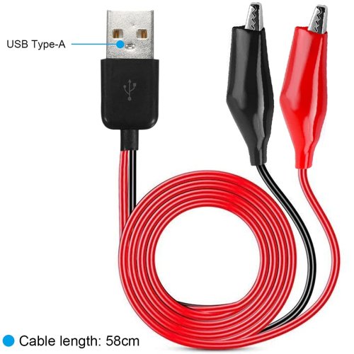 Zaciski Krokodylkowe do Kabla USB Typu A z Męskim Złączem – Profesjonalne Przewody Pomiarowe do Testowania Zasilania Obwodu