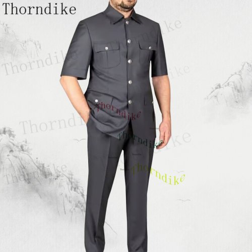 Image of Elegant Dark Grey Slim Fit Wedding Suit for Men – Classic Two-Piece Groom Tuxedo with Modern Tailoring and Premium Fabric