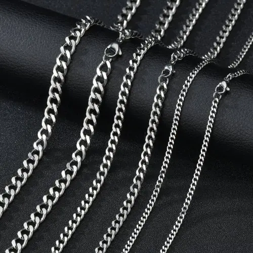 Image de Collier Cubain Punk - Acier Inoxydable 3-7mm Or/Noir