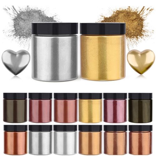 Bild von Natürliches Metallic-Gold- und Silber-Pigmentpulver – 50g Perlglanz-Farbstoff für UV-Harz, Epoxy, Schmuck und kreative Handwerksprojekte