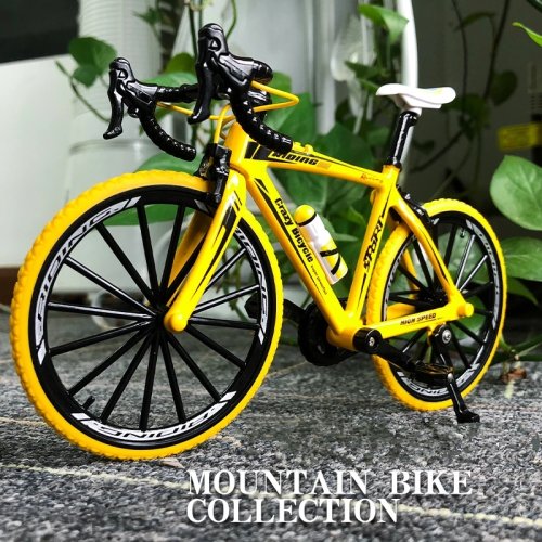 Immagine di Modello in Lega 1:10 Bicicletta da Montagna con Dettagli Realistici - Bici da Corsa, Pieghevole e da Strada, Giocattolo Simulazione per Bambini
