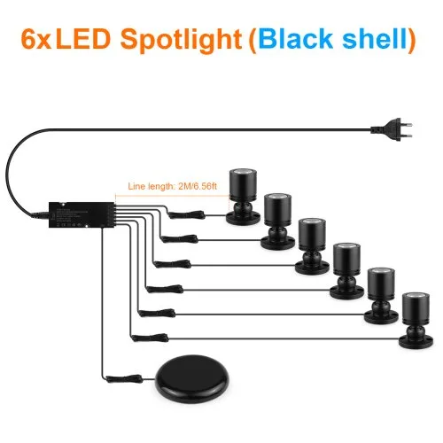 6xSpotlight zwart