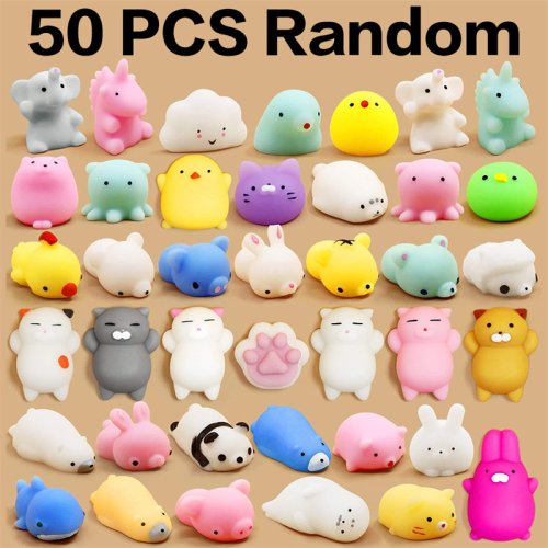Immagine di 50 Pezzi Mochi Squishy Kawaii – Giocattoli Antistress per Bambini, Palle da Spremere Morbide e Divertenti, Ideali come Bomboniere o Regalo di Compleanno