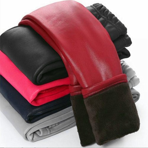 Imagen de Pantalones Cálidos de Terciopelo y Cuero Sintético para Niñas, Mallas Ajustadas de Otoño e Invierno, Ropa Infantil Moderna y Cómoda