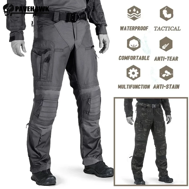 Imagen de Pantalones Cargo Tácticos Impermeables para Hombre con Múltiples Bolsillos, Pantalones de Combate Resistentes para Entrenamiento y Paintball en Exterior