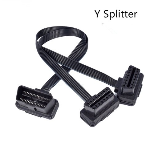 Immagine di Estensione OBD2 da 30 cm con Doppio Connettore Y - Splitter 16 Pin Maschio-Femmina, Cavo Sottile e Flessibile per Diagnostica Auto