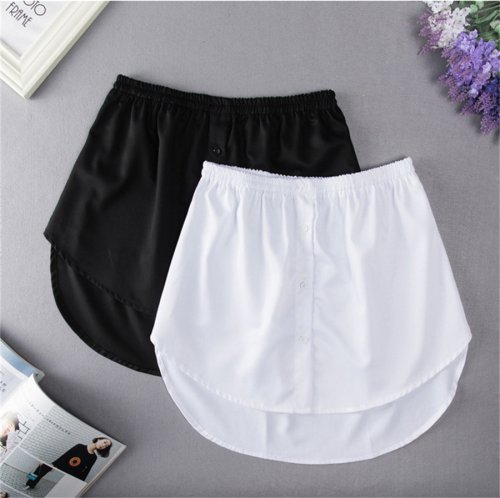 Image of Adjustable Women's Layering Shirt Extender with Faux Hemline and Splitting Underskirt for Blouse and Mini Skirt Styling