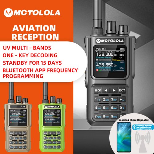 Immagine di MOTOLOLA walkie talkie 10W multi banda Bluetooth programma sfarfallio riduzione del rumore sfarfallio portatile AM FM radio amatoriale 6000mAh bat