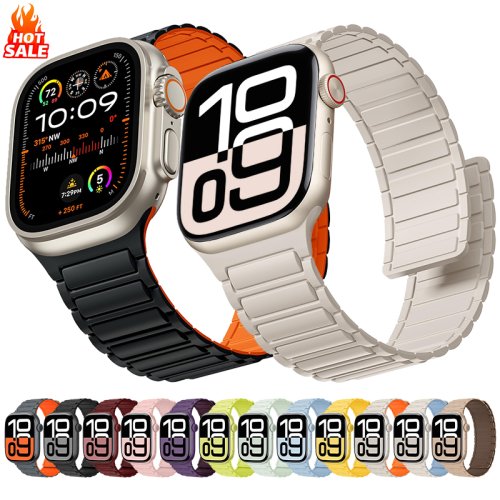 Imagen de Correa Magnética de Silicona Suave y Resistente para Apple Watch Ultra 3, 2, Series 11, 10, 9, 8, 7, 6, SE - Compatible con Tamaños 49mm, 46mm, 45mm, 44mm, 42mm, 41mm y 40mm