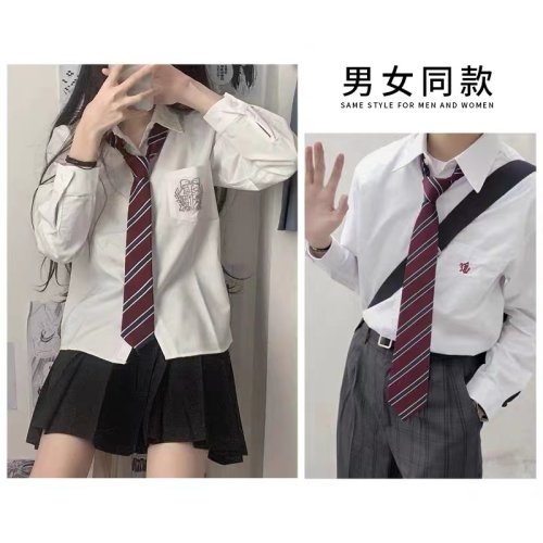 Image of Stylish Striped Polyester Neckties for Men, Women, and Teens – Classic College Uniform & Suit Accessories with Easy-Wear Lazy Tie Design