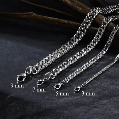 Image de Collier chaîne cubaine 3-9mm en acier inoxydable pour homme et femme