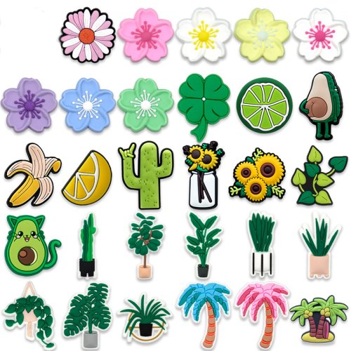 Zdjęcie Zielone Charms do Butów – Urocze Akcesoria w Formie Roślin i Kwiatów