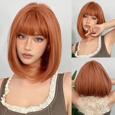 Image de Perruque Synthétique Brune Ombré Courte & Naturelle