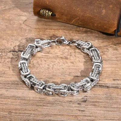 Image de Bracelet Homme Vintage Byznantin 8mm - Style Punk Viking