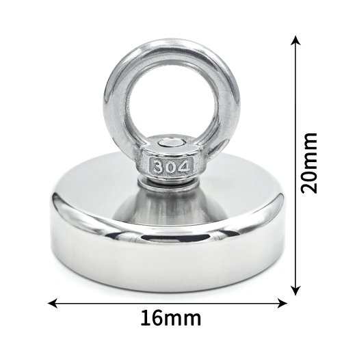 Imagen de Anzuelo de Pesca Magnético de Neodimio Súper Fuerte D16-D42mm N52, Alta Resistencia con Agujero Avellanado para Salvamento y Cáncamo