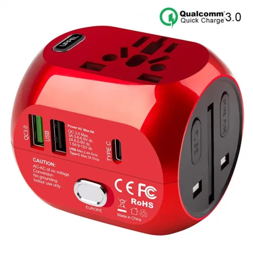 Bild von UPPEL Universal-Reiseadapter US/UK/AU/EU-Konverter mit mehreren Steckern, schnell, QC3.0 Typ C, USB-Ladegerät, 3 Ports, europäischer Netzteil