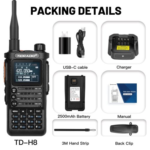 Zdjęcie TIDRADIO TD H8 10W Wysokiej mocy Walkie Talkie Dalekiego zasięgu Przenośne dwukierunkowe połączenie ...