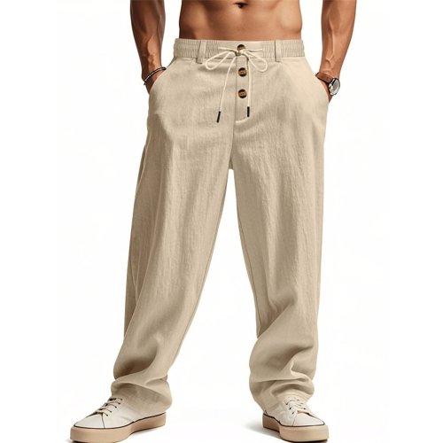 Image de Pantalon Homme Coton Confortable Coupe Large Automne