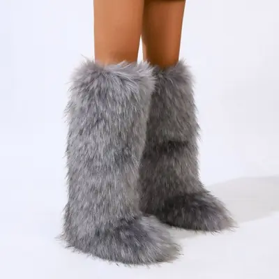 Image de Bottes d'Hiver Femme Hautes en Fourrure Fausse - Chaudes & élégantes