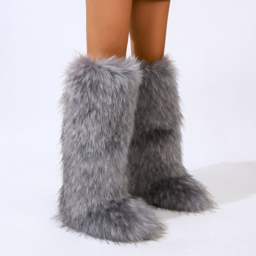 Image de Bottes d'Hiver Femme Hautes en Fourrure Fausse - Chaudes & élégantes
