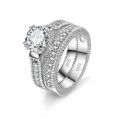Image de Bague de Fiançailles en Argent 925 avec Zircon Cubique