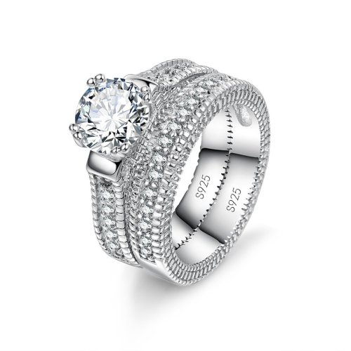 Bild von Elegantes Paar-Schmuckset aus 925er Sterlingsilber mit farbigen Zirkonia-Steinen – Perfekt für Hochzeit, Verlobung und Jubiläen