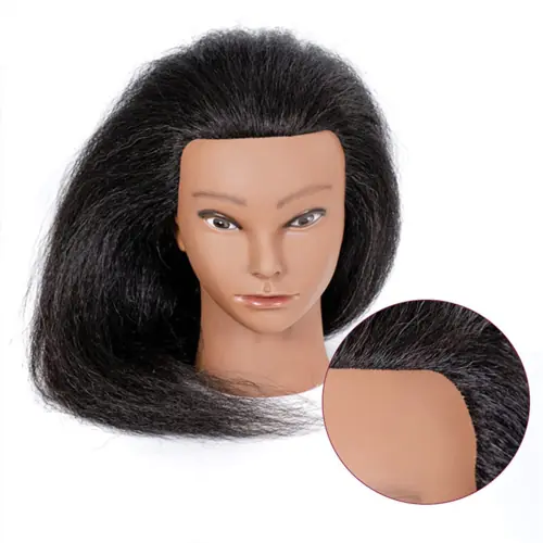 Image de tête de mannequin headdoll 14 100 cheveux humains avec support pour la pratique de la formation au tressage au coiffage et au cosmétologie