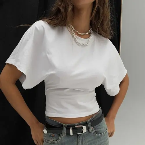 Image de T-Shirt Gris Décontracté Femme 2025 - Style Streetwear