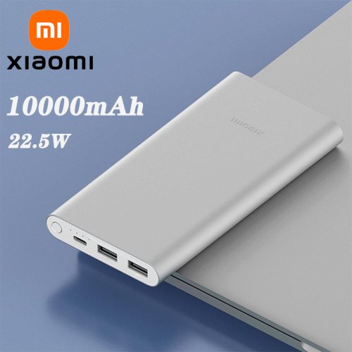 Image of Xiaomi 10000mAh 22.5W Power Bank with 3 Ports, USB-C Fast Charging, Aluminum Alloy Body, Low Current Mode for iPhone 16, 15, 14, 13
