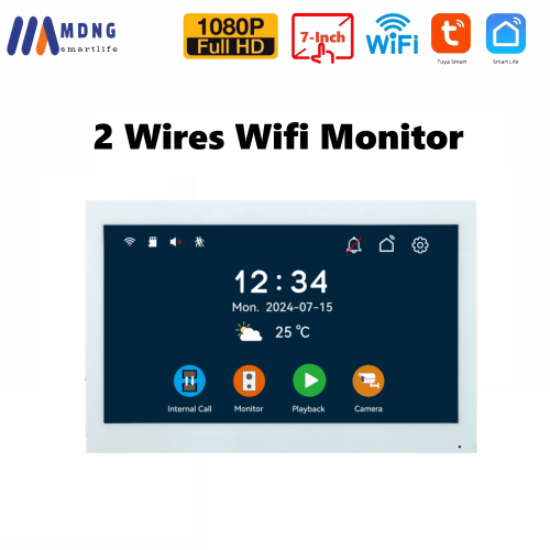 Imagen de Timbre Inteligente con Cámara 1080p y WiFi para Apartamentos - Intercomunicador Inalámbrico con Monitor Táctil de 7 a 10 Pulgadas, Desbloqueo 5 en 1