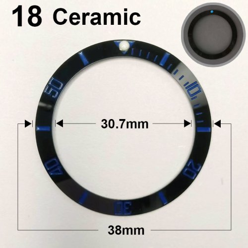 Immagine di 38-30.7mm Ceramica Inclinata super Luminoust Vari Colori Orologio Lunetta Inserto Misura 40mm Cassa Dell'orologio accessori per orologi parti