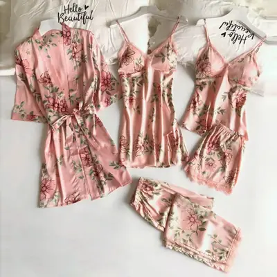 Image de Pyjama d'été sexy 5 pièces avec soutien-gorge intégré