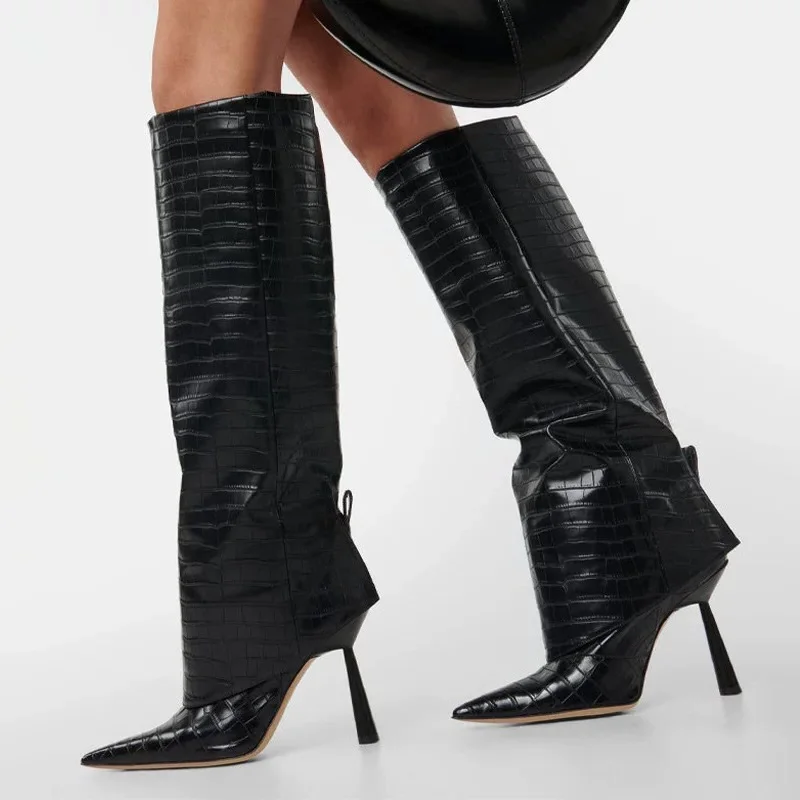 Image of Eilyken Women's Fashion Knee-High Boots with Pointed Toe and Thin High Heels – Stylish Autumn and Winter Long Booties for Ladies