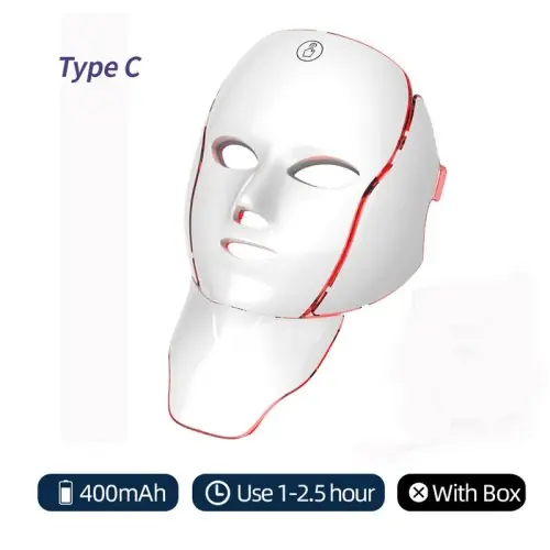 Image de Masque LED Visage et Cou Rechargeable - 7 Couleurs