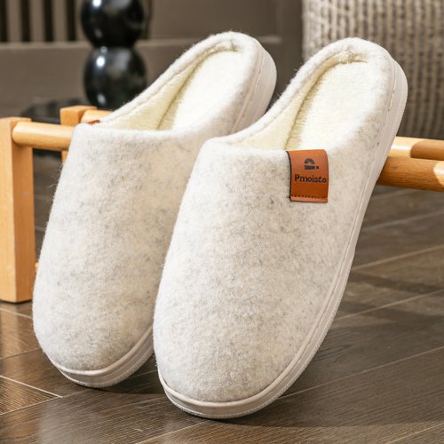 Afbeelding van Vilten platformslippers Heren TPR Memory Foam Warm zacht kussen Antislip Comfortabele duurzame woonschoenen Premium