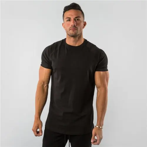 Image de T-Shirt Fitness Homme - Coton Uni Manches Courtes