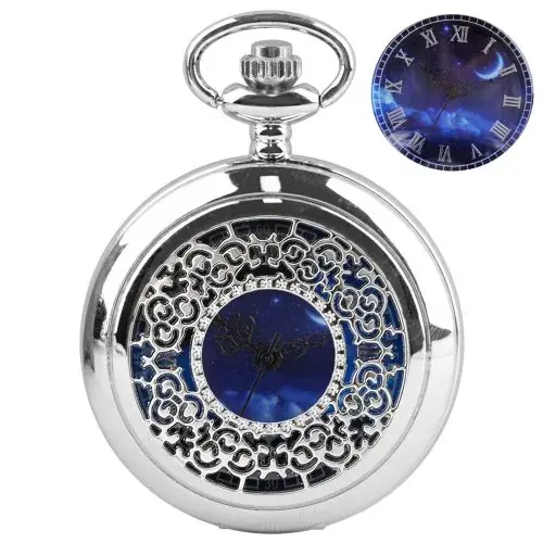 Image de Montre de Poche Étoilée Bleu Ciel - Style Rétro & Élégant
