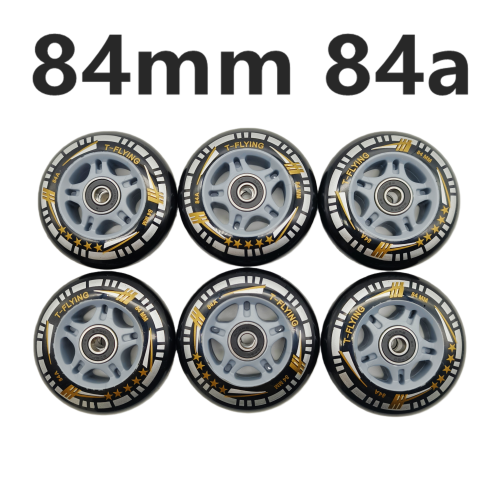 Imagen de Ruedas de Patín de Alta Velocidad y Alto Rebote 84mm x 24mm, Dureza 84A, Pack de 8 Ruedas para Skateboard y Patines