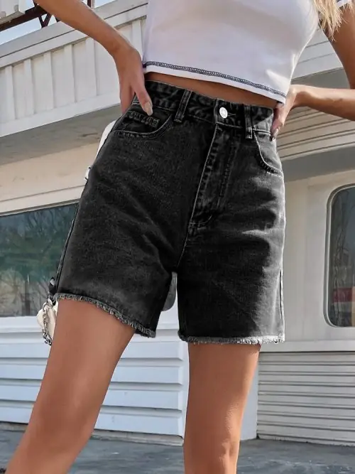 Image de Shorts en jean taille haute femme été 2026