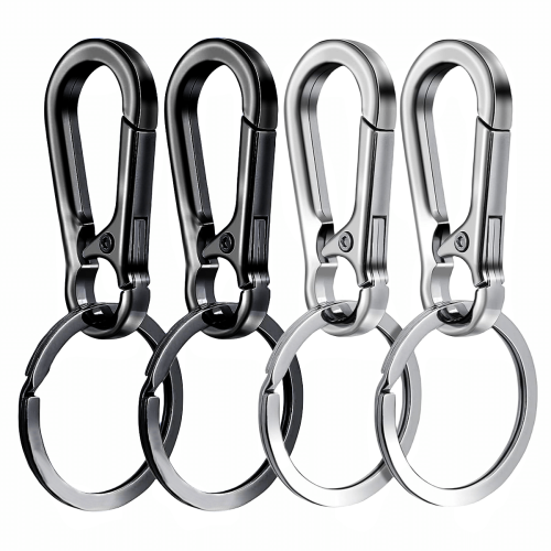 Bild von 4er Set Edelstahl Karabinerhaken Schlüsselanhänger – Robuste Metall-Schlüsselhalter mit Clip-Funktion für Autoschlüssel und Outdoor-Organizer
