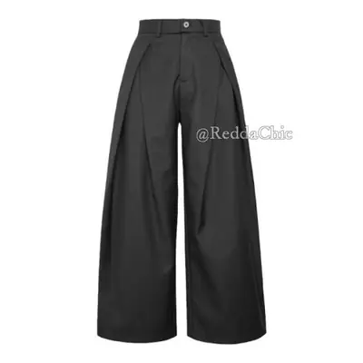 Pantalon Plissé Large Noir - Style Urbain & Élégant
