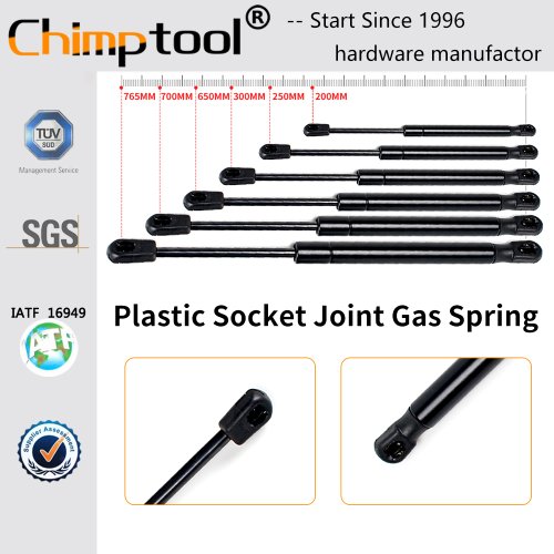 Image of Durable Plastic Socket Joint Gas Spring Shock Absorber Hydraulic Lift Support Strut for Bed, Car, and Furniture – Customizable Design